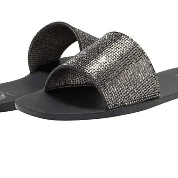 Vince Camuto Women's Jaquell Black Smoke Rhinestone Embossed Jelly Sandal Slide - Picture 4 of 12